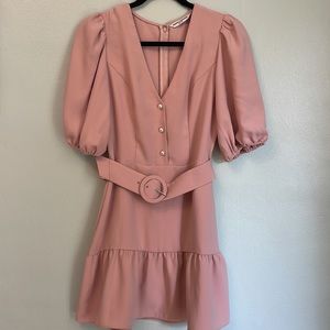 Amanda Uprichard Pink Belted Pearl Dress